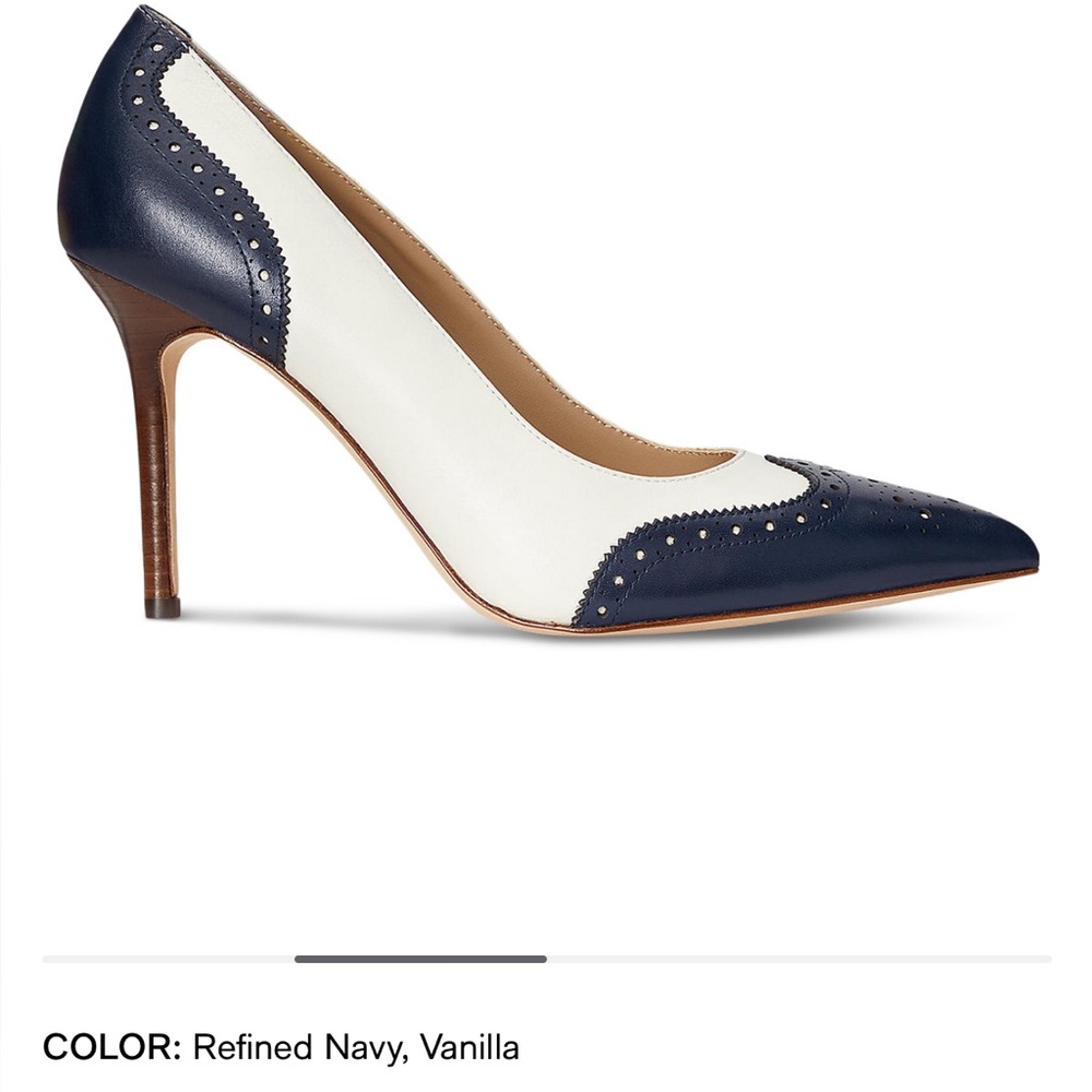 Ralph Lauren Navy Blue and White Heels